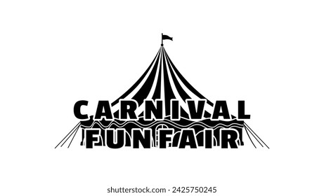 Carnival funfair emblem, black isolated silhouette