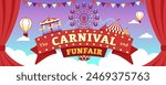 Carnival funfair with fireworks rays. Amusement park carousels