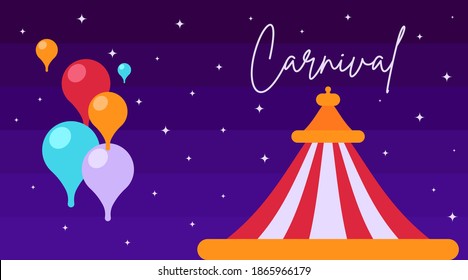 Carnival funfair flyer and web banner background illustration vector