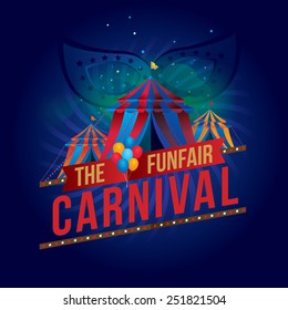 The carnival funfair and magic show. vector illustration