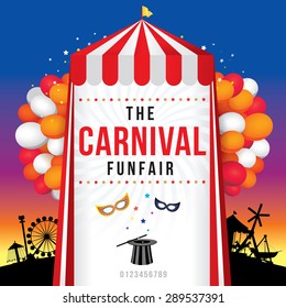 The Carnival Funfair And Magic Show. Vector Illustration
