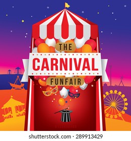 The carnival funfair and magic show. vector illustration