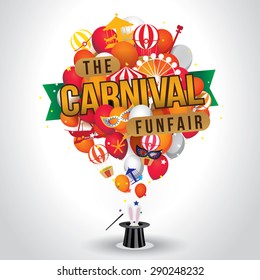 The carnival funfair and magic show. vector illustration