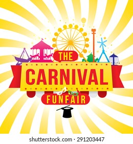 The carnival funfair and magic show. vector illustration