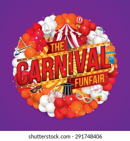 The carnival funfair and magic show. vector illustration