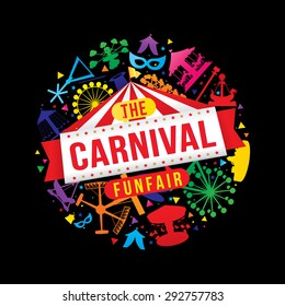 The carnival funfair and magic show. vector illustration