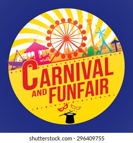 The carnival funfair and magic show. vector illustration