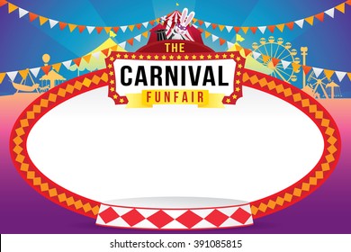 The carnival funfair and magic show. vector illustration