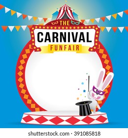 The Carnival Funfair And Magic Show. Vector Illustration