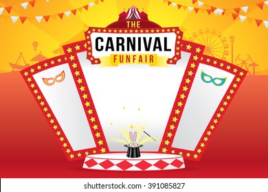 The carnival funfair and magic show. vector illustration