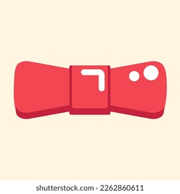 Carnival funny and bright clown's bow tie, clown's costume part in cute cartoon style, vector decorative object for parties and festivals.