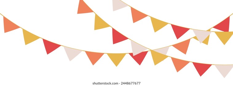 Guirnalda de carnaval, Anuncio de banderas de Bunting, decoración de fiesta de cumpleaños aislado sobre fondo blanco. Ilustración vectorial. EPS 10