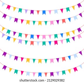 Carnival garland carnival decoration, festive ribbon. Vector, cartoon illustration. Vector.