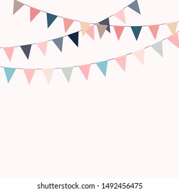 Carnival garland with flags. Decorative colorful party pennants for birthday celebration, festival and fair decoration. Vector illustration, eps10