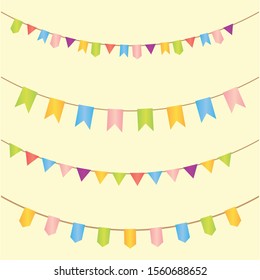 Carnival garland with flags. Decorative colorful party pennants for birthday celebration,