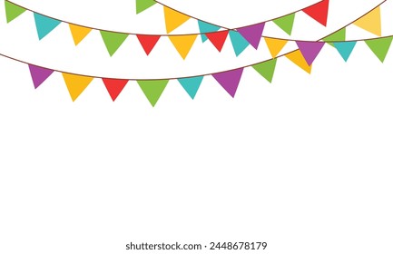 Carnival garland with flags. Decorative colorful party pennants for birthday celebration, festival and fair decoration. Vector illustration. EPS 10