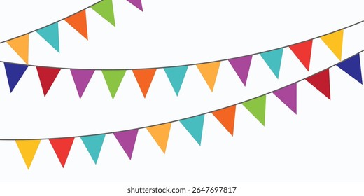 Carnival garland with flags. Decorative colorful party pennants for birthday celebration. vector illustration.