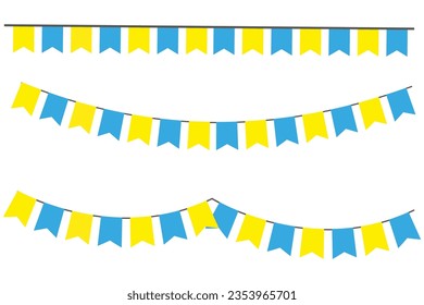 Carnival garland with flags. Festival and fair decoration. Decorative colorful party pennants for birthday celebration. Vector illustration. EPS 10.