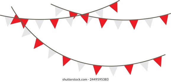 Carnival garland with flags isolated on white background. Decorative colorful pennants for birthday celebration, festival and bright decoration.