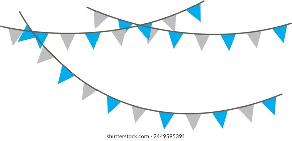 Carnival garland with flags isolated on white background. Decorative colorful pennants for birthday celebration, festival and bright decoration.