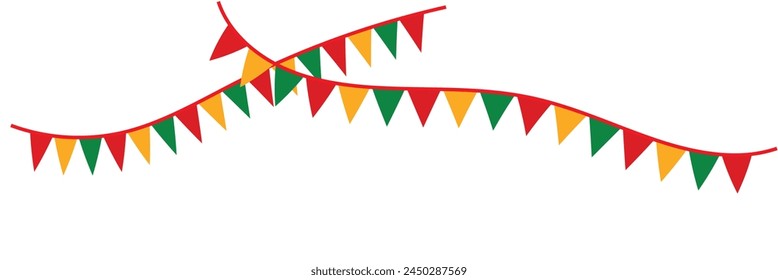 Carnival garland with flags isolated on white background. Decorative colorful pennants for birthday celebration, festival and bright decoration ideas 12