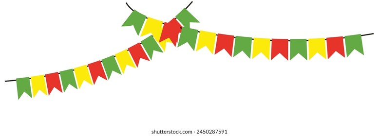 Carnival garland with flags isolated on white background. Decorative colorful pennants for birthday celebration, festival and bright decoration ideas 12