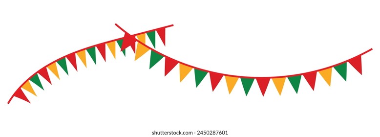 Carnival garland with flags isolated on white background. Decorative colorful pennants for birthday celebration, festival and bright decoration ideas 12