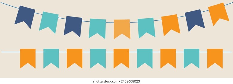 Carnival garland with flags. Vector party flags in pastel palette Festive multicolored buntings for holiday design. party flags isolated on white background. eps10