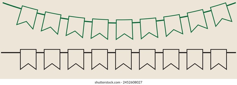 Carnival garland with flags. Vector party flags in pastel palette Festive multicolored buntings for holiday design. party flags isolated on white background. eps10