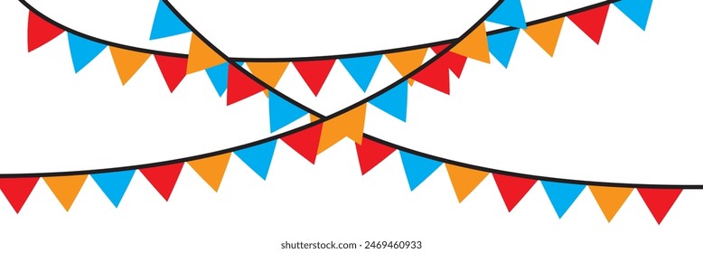 Carnival garland with flags.Birthday, party and holiday decoration elements vector flags. Decorative colorful party pennants for birthday celebration. 11:11