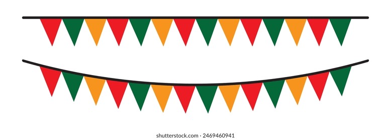 Carnival garland with flags.Birthday, party and holiday decoration elements vector flags. Decorative colorful party pennants for birthday celebration. 11:11