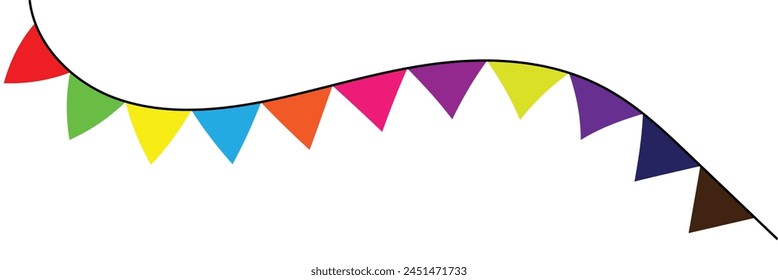 Carnival garland with pennants. Decorative colorful party flags for birthday celebration, festival and fair decoration. Festive background with hanging flags. Vector illustration. Eps file 294.