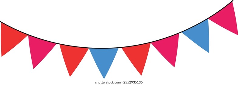 Guirnalda de carnaval con diseño de Vector de banderas triangulares. Banderas de banderines de colores para cumpleaños, fiesta, celebración. Vector eps10