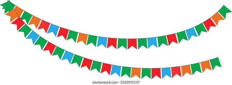 Guirnalda de carnaval con diseño de Vector de banderas triangulares. Banderas de banderines de colores para cumpleaños, fiesta, celebración. Vector eps10