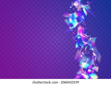 Carnival Glare. Cristal Confetti. Retro Banner. Blur Colorful Template. Violet Laser Effect. Fantasy Art. Birthday Tinsel. Unicorn Foil. Blue Carnival Glare