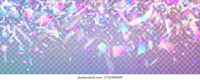 Carnival Glitter With Hologram. Disco Background With Kaleidoscope And Crystal Flares. Aurora Rays Refract Through Transparent Glass, Creating A Blur. Blue And Purple Carnival Glitter