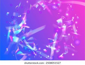 Carnival Glitter. Pink Foil Background. Light Concept. Surprise Banner. Retro Holographic Serpentine. Hologram Effect. Rainbow Tinsel. Carnaval Burst. Purple Carnival Glitter