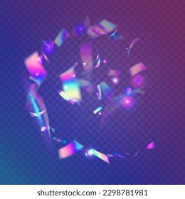Gelitter de carnaval. Violet Disco Confetti. Efecto Neon. Luz solar retro colorida. Arte de vacaciones. Parques irlandeses. Fantasía. Elemento láser. Brillante de carnaval azul