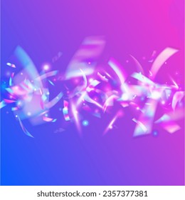 Karneval-Wurf. Webpunk-Folie. Fallender Hintergrund. Transparente Textur. Metal-Effekt von Violett. Flying Art. Retro Weihnachten Gradient. Disco Flare. Blauer Karneval-Wurf