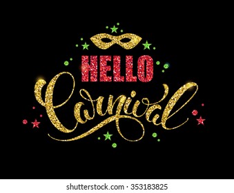 Carnival glittering lettering design. Vector illustration