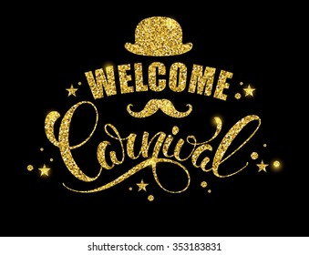 Carnival glittering lettering design. Vector illustration