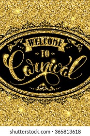Carnival glittering lettering design. Vector illustration