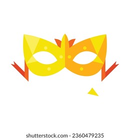 Carnival gold eye mask vector. Multicolored flat vector icon representing celebration concept isolated on white background