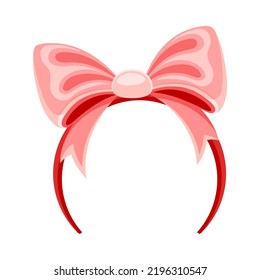 Carnival Hairband with Pink Ribbon Bow as Head Accessory for Festive Party Celebration Vector Illustration