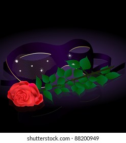carnival half-mask and rose
