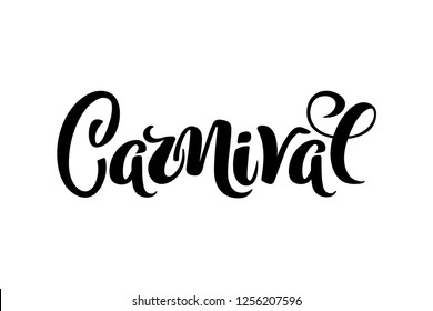 Carnival hand drawn lettering for Brasil carnaval, Mardi Gras, Spain carnival festival concept for celebration poster, banner, logo, icon, printing. Vector typography isolated, without background