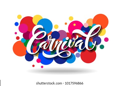 Carnival hand lettering isolated on white background, calligraphy vector illustration. Celebration calligraphy. Logo for invitation, party, masquerade