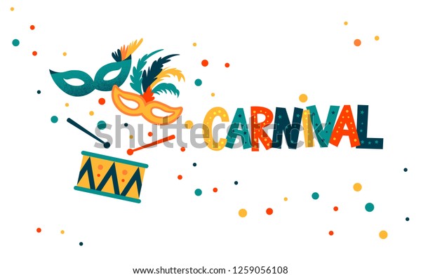 Carnival Hand Lettering Text Banner Card Stock Vector (Royalty Free ...