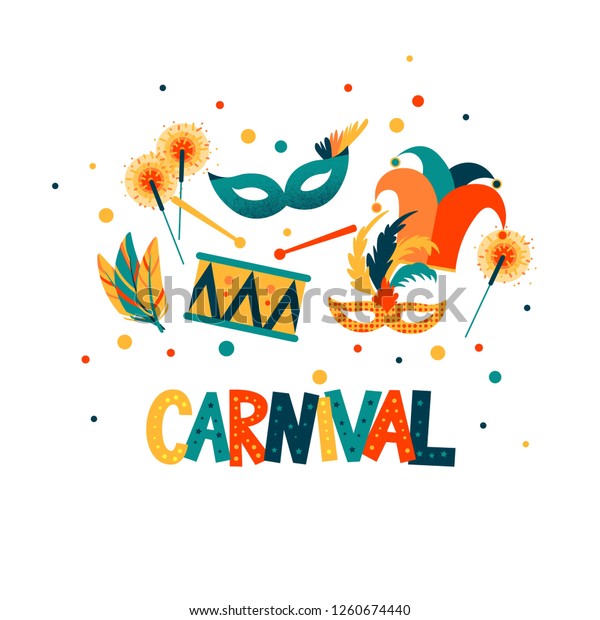 Carnival Hand Lettering Text Banner Card Stock Vector (Royalty Free ...