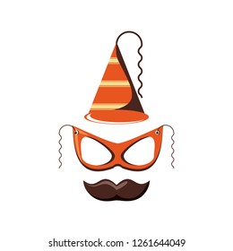 carnival hat accessory with mask and mustache
